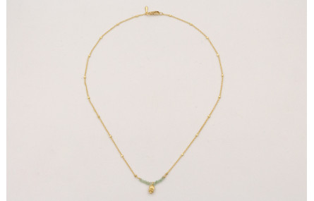 Collar cadena eslabón y micro bola dorada mate con