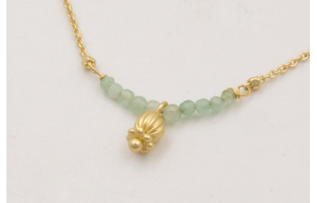 Collar cadena eslabón y micro bola dorada mate con