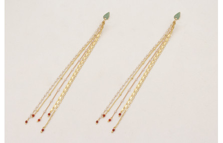 Pendientes perno gota esmaltada turquesa con fleco