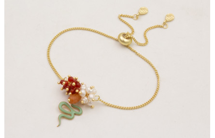 Pulsera cadena eslabón plano con centro de burruño