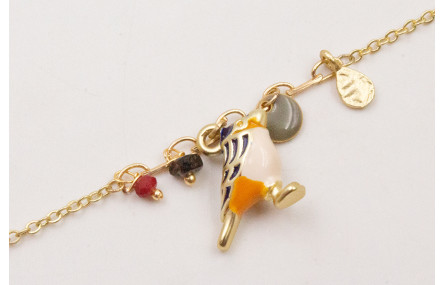 Pulsera cadena eslabón pequeño con centro de caden