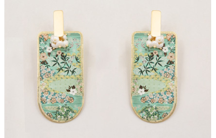 Pendientes listón dorado mate con burruño perlas c