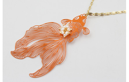 Collar cadena eslabón ovalado dorado mate con colg