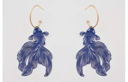 Pendientes aro con bolita dorado mate con colgante