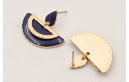 Pendientes gota mini esmaltada azul marino con sem