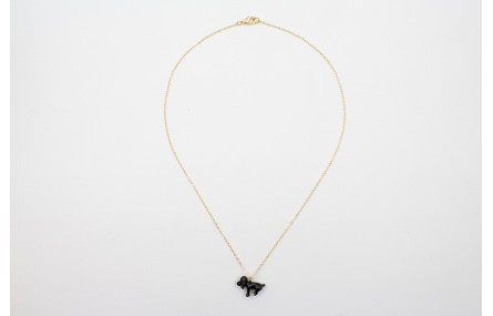 Solitario cadena eslabón pequeño dorado con perro 