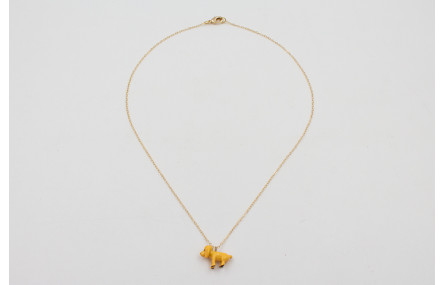 Solitario cadena eslabón pequeño dorado con perro 