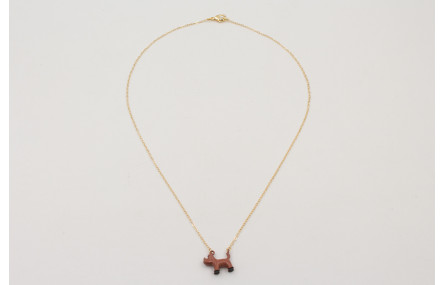 Solitario cadena eslabón pequeño dorado con perro 