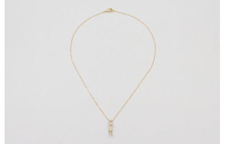 Solitario cadena eslabón pequeño dorado con GATO p