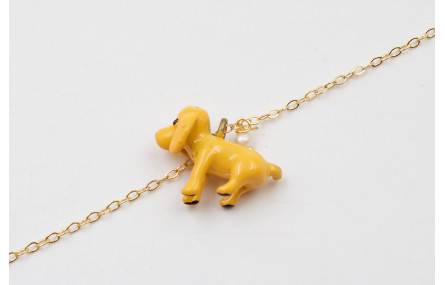 Pulsera cadena eslabón pequeño dorado con perro CO