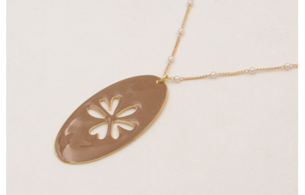 Solitario cadena eslabón plano dorado mate con per