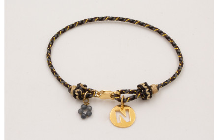 Pulsera driza negra,dorada,gris con nudo falso mac
