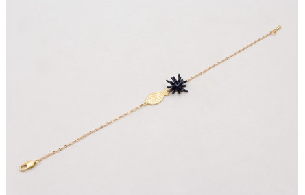 Pulsera cadena con pez dorado plano y estrella cor