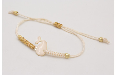 Pulsera nudo serpiente beige,nudo de macrame dorad