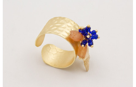 Anillo de arandela con burruño azul oscuro, dos se