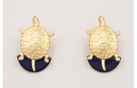 Pendientes perno tortuga con semicirculo esmaltado