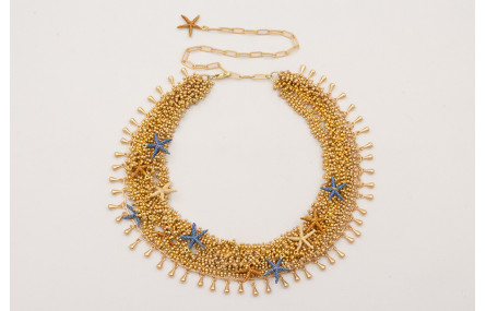 Collar cadena de bolas triple y cadena de pivotes 