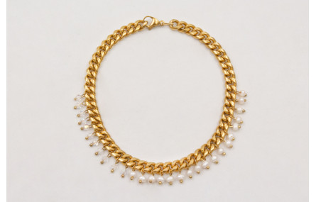 Collar ACERO cadena dorada eslabones plana,tupis d