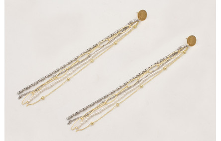 Pendientes ACERO de cadenas doradas y plateadas co