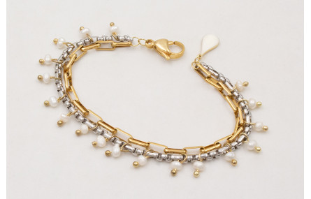 Pulsera ACERO cadena dorada rectangulos,cadena pla