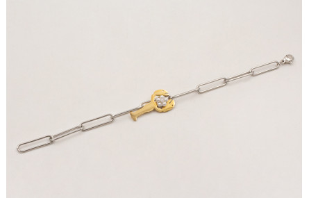 Pulsera cadena ACERO plateada eslabon alargado con