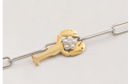 Pulsera cadena ACERO plateada eslabon alargado con