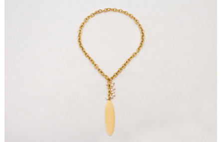 Collar ACERO cadena dorada eslabones redondos con 