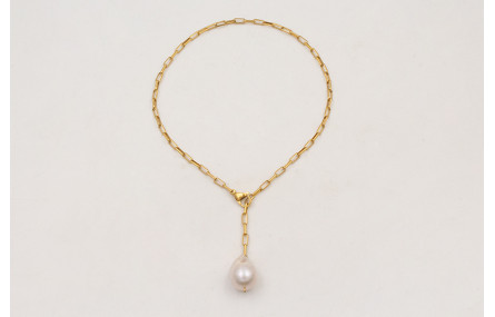 Collar ACERO cadena dorada eslabones cuadrados con