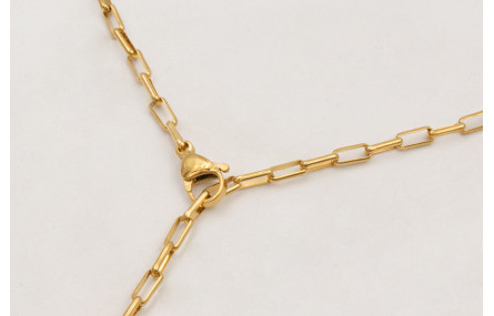 Collar ACERO cadena dorada eslabones cuadrados con