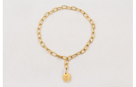 Collar ACERO cadena dorada eslabones,eslabon cosid