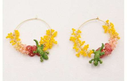 Pendientes aros grandes dorados con ramas de abalo