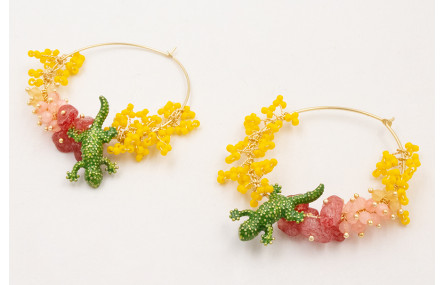 Pendientes aros grandes dorados con ramas de abalo