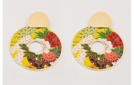 Pendientes perno semi disco satinado dorado mate c