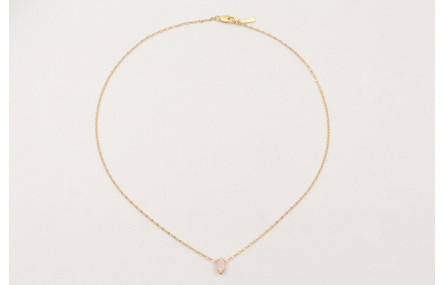 Solitario cadena micro ovalo dorado mate con colga