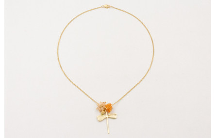 Collar cadena eslabón plano dorado mate con burruñ