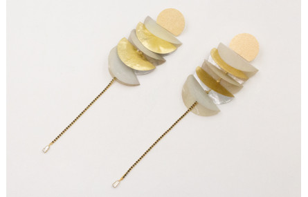 Pendientes perno semi disco rugoso con lentejuelas