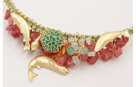 Collar lámina dorado mate con cadena strass crista