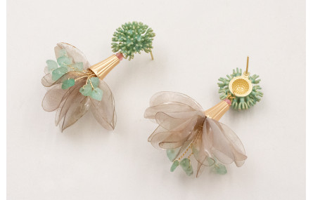 Pendientes perno nenufar turquesa con capuchón est