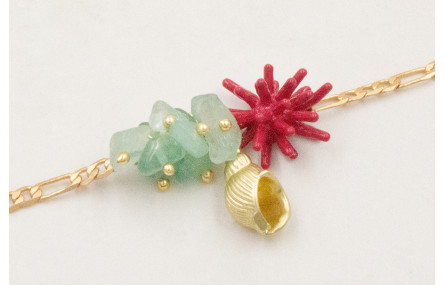 Pulsera cadena eslabones intercalados dorado mate 