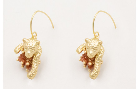 Pendientes gancho con colgante tigre y burruño cub