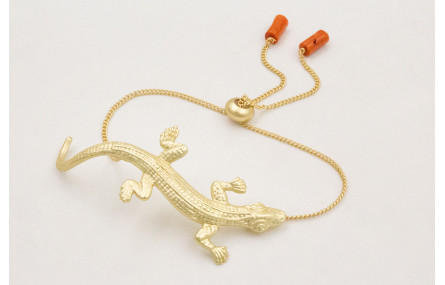 Pulsera cadena eslabón pequeño dorado mate con lag