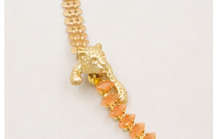 Collar cadena de strass cristal naranja y cadena l