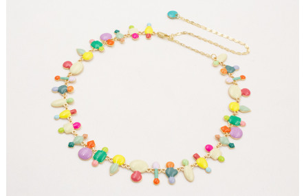 Collar esmaltitos de colores con cadena eslavón ov