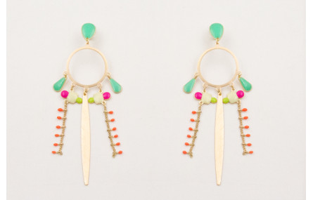 Pendientes perno gota esmaltada turquesa con aro 6