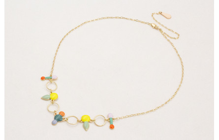 Collar cadena eslabón ovalado con esmaltitos de co