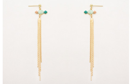 Pendientes perno bolita dorada mate con eslamatito