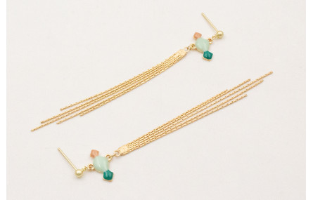 Pendientes perno bolita dorada mate con eslamatito