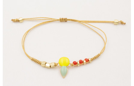 Pulsera hilo metalico dorado nudo serpiente con es