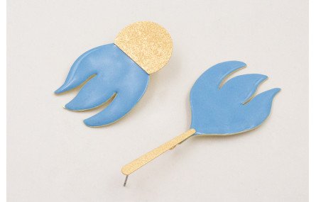 Pendientes perno lámina y semi disco satinados con