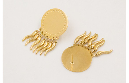 Pendientes ACERO INOX. Perno disco con pimientos c